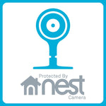 Protected by Nest Cam security sticker (reverse print, sticks INSIDE windows!)