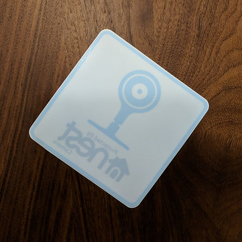 Protected by Nest Cam security sticker (reverse print, sticks INSIDE windows!)