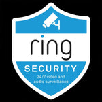 Indoor Ring Doorbell Security Camera Badge/Shield sticker (reverse print, sticks INSIDE windows!)