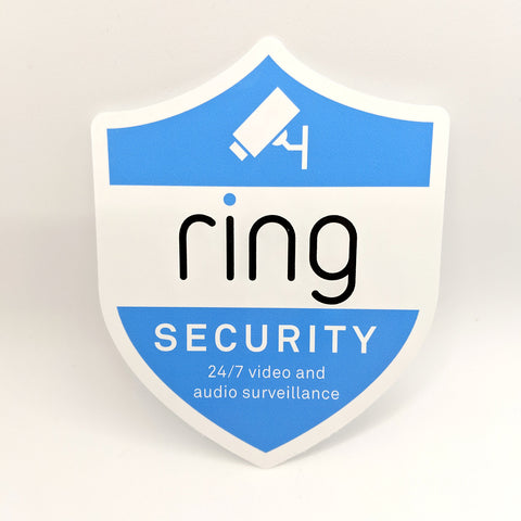 Ring Doorbell Security Camera Badge/Shield static window cling (outdoor safe, sticks on either side)