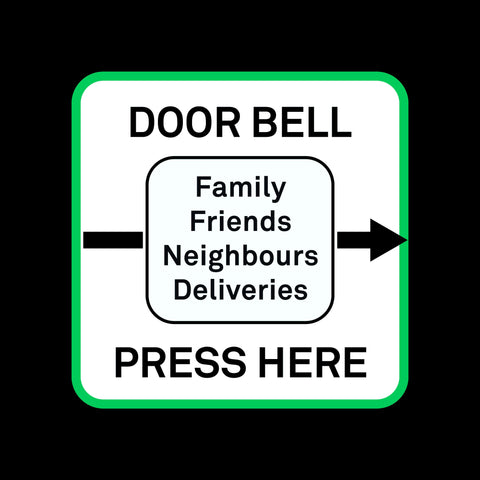 Waterproof Outdoor Smart Doorbell Instruction Sticker (For Arlo, Nest Hello, Ring, etc)