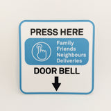 Blue and White Nest Hello or Ring Doorbell Waterproof Outdoor Instruction Sticker (or for Arlo, Ring, etc.)
