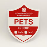 Emergency Pet Alert - Customizable Indoor/Outdoor Static Cling, moveable (For dogs, cats, birds, etc.) (outdoor safe, sticks on either side)