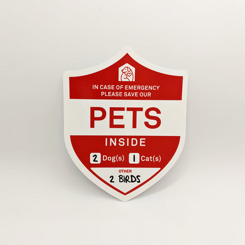Emergency Pet Alert - Customizable Indoor/Outdoor Static Cling, moveable (For dogs, cats, birds, etc.) (outdoor safe, sticks on either side)