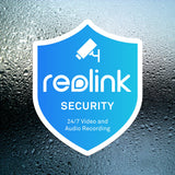 Indoor or Outdoor Reolink Security Camera Badge/Shield sticker (replacement, additional window decal)